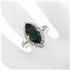 Image 3 : Vintage 14K White Gold 2.72 ctw Marquise Cut Green Tourmaline & Diamond Halo Rin