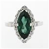 Image 4 : Vintage 14K White Gold 2.72 ctw Marquise Cut Green Tourmaline & Diamond Halo Rin