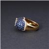 Image 3 : 18k Yellow Gold Trillion Cut Diamond & Sapphire Ring by Carla Rici