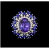 Image 2 : 14KT White Gold 4.93 ctw Tanzanite, Sapphire and Diamond Ring