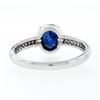 Image 7 : Petite 14K White Gold 1.05 ctw Oval Sapphire Solitaire & Diamond Halo Promise Ri