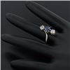 Image 9 : Antique Edwardian 14K Gold Platinum 1.61 ctw Mine Cut Diamond Sapphire Bypass Ri