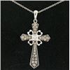 Image 2 : 14k White Gold .70 ctw Fancy Brown Diamonds on Black Cross Pendant w/ 18" Chain
