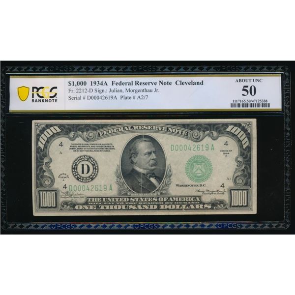 1934A $1000 Cleveland FRN PCGS 50