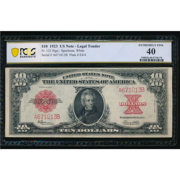 1923 $10 Poker Chip Legal Tender Note PCGS 40