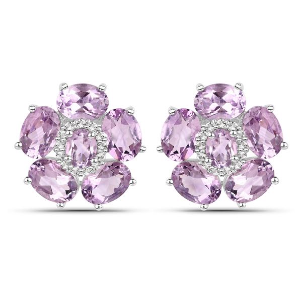 Plated 18KT White Gold 7.48ctw Pink Amethyst and Topaz Earrings