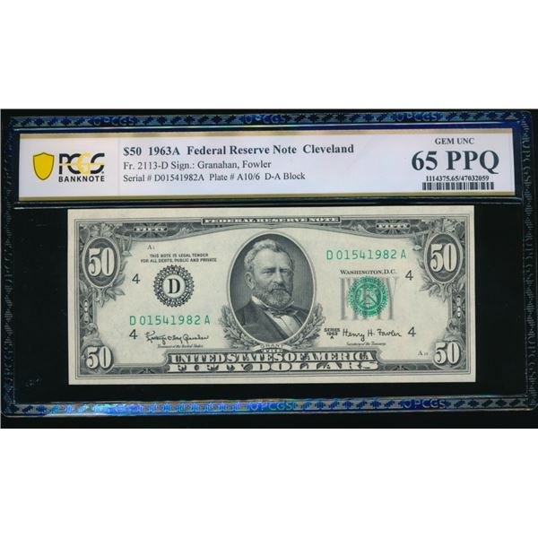 1963A $50 Cleveland FRN PCGS 65PPQ