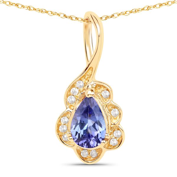 14KT Yellow Gold 0.40ctw Tanzanite and White Diamond Pendant