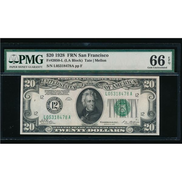 1928 $20 San Francisco FRN PMG 66EPQ