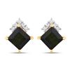 Image 1 : 14KT Yellow Gold 1.66ctw Green Tourmaline and White Diamond Earrings