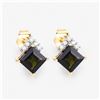 Image 3 : 14KT Yellow Gold 1.66ctw Green Tourmaline and White Diamond Earrings