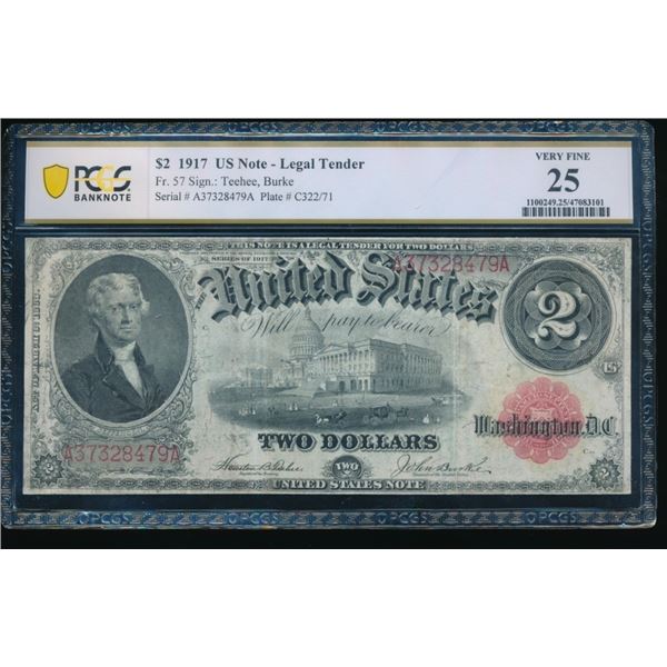 1917 $2 Legal Tender Note PCGS 25