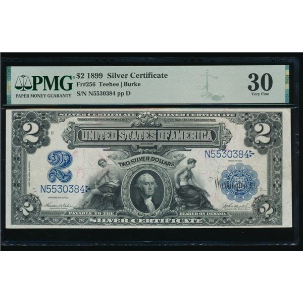 1899 $2 Mini Porthole Silver Certificate PMG 30