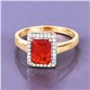 Image 2 : 14KT Yellow Gold 1.20ctw Fire Opal and White Diamond Ring