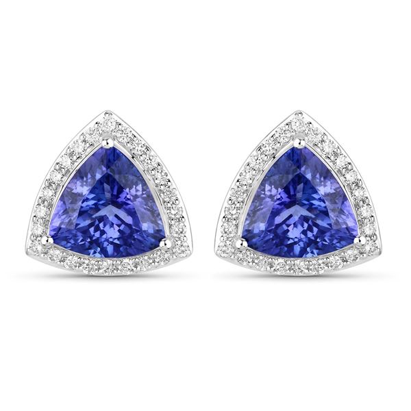 14KT White Gold 4.62ctw Tanzanite and White Diamond Earrings