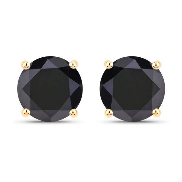 14KT Yellow Gold 4.91ctw Black Diamond Earrings