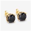 Image 3 : 14KT Yellow Gold 4.91ctw Black Diamond Earrings