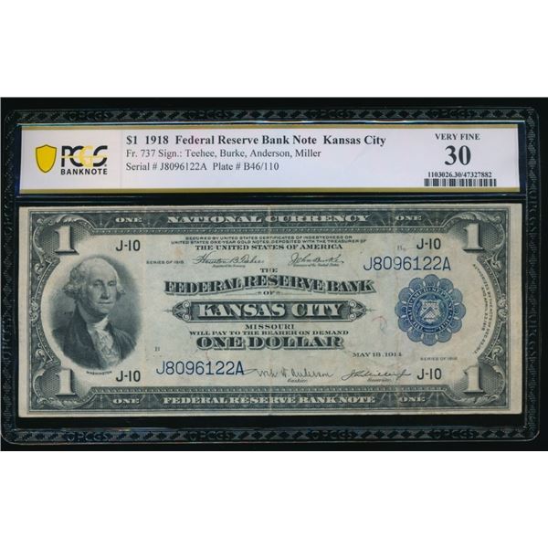 1918 $1 Kansas City FRBN PCGS 30