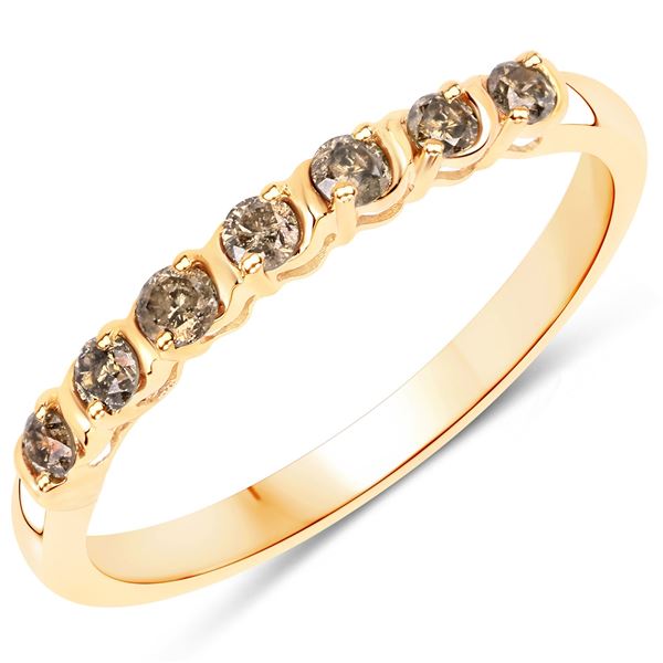 14KT Yellow Gold 0.26ctw Champagne Diamond Ring