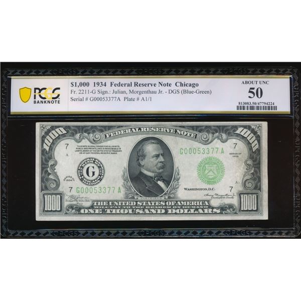 1934 $1000 Chicago FRN PCGS 50
