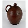Image 1 : Antique Redware Ovoid Stoneware Handled Jug