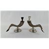 Image 1 : Silver Plated Ram Ram Horn Candlesticks