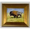 Image 1 : John Jones Oil on Board Buffalo Painting
