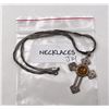 Image 5 : Sterling Silver Amber Celtic Cross Necklace