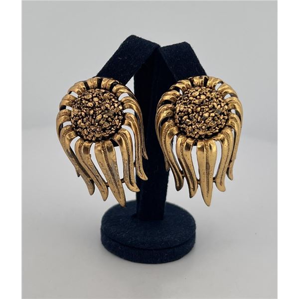 Vintage Tortolani Costume Sunflower Earrings