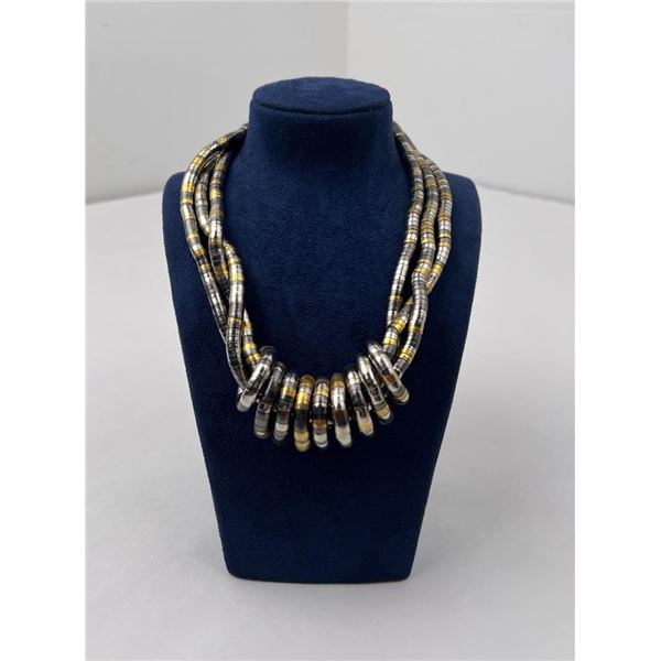 Vintage 80s Two Tone Metal Necklace
