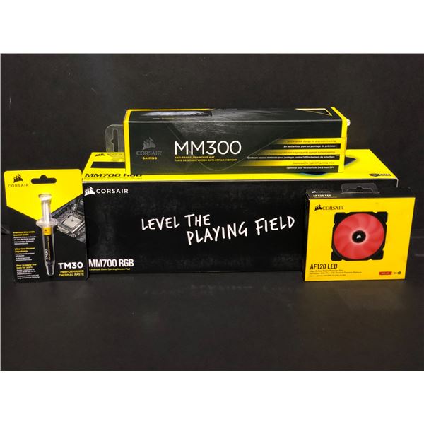 Set of 4 Corsair gaming accessories - includes MM300 mouse mat / MM700 RGB extended cloth gaming mou