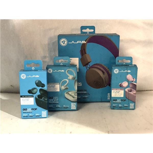 Group of 4 Jlab wireless earphones & earbuds