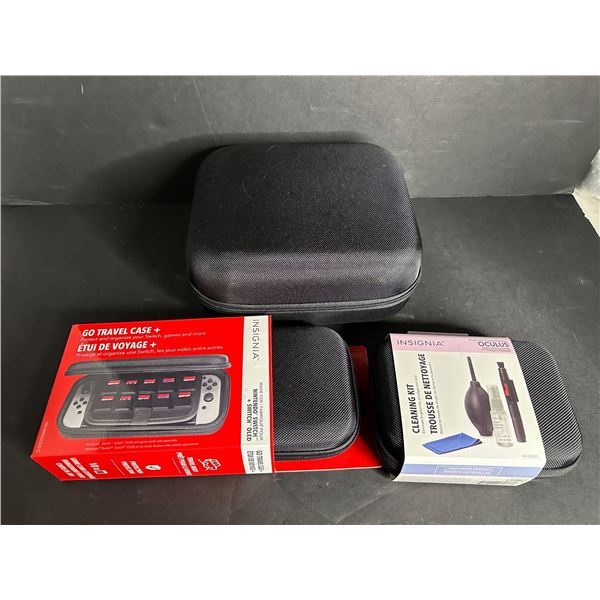 Group of 3 new assorted accessories - Insignia compact carrying case/ Go Travel Case+ & cleaning kit