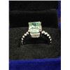 Image 2 : RADIANT CUT GREEN TONE MOISSANITE VVS WEIGHING APPROXIMATELY 5.60 CARAT IN CENTER WITH 40 CUBIC ZIRC