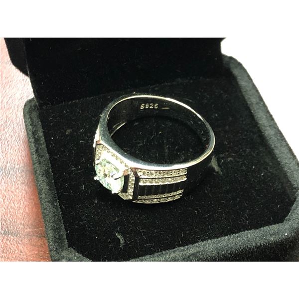 GRA CERTIFIED 1.0 CARAT MOISSANITE VVS D COLOR WITH 84 CUBIC ZIRCONIUM SET IN 925 SILVER RING SIZE 1