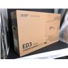 Image 2 : NEW Acer 27" FHD 180Hz 1ms GTG Curved VA LED Gaming Monitor (ED273 S3BIIP) - Black