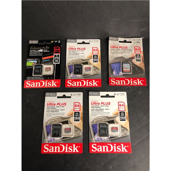 NEW Group of 5 microSDXC w/ adapter,  microSDXC UHS-I  w/ adapter