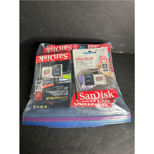 NEW Bag of approx. 36 Sandisk/Lexar 32gb SD card & 1 256gb