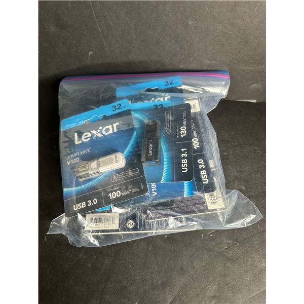 NEW Bag of approx. 9 Lexar 32gb USB stick