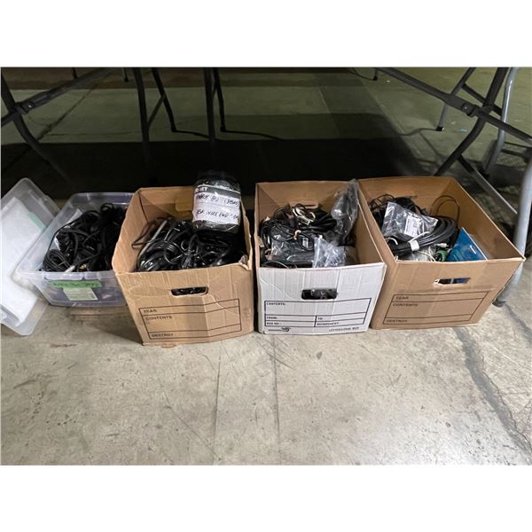 4 Boxes of misc electronics cords