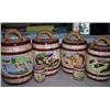 Image 1 : SET OF FOUR CERAMIC CANNISTERS, INLAID WESTERN SCENES