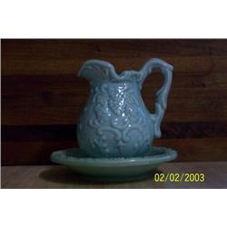BLUE PITCHER AND PLATE