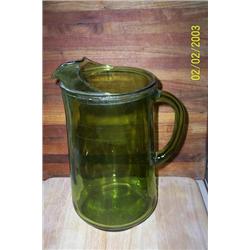 GREEN GLASS PITCHER