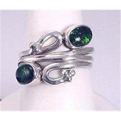 STERLING SILVER BLACK FIRE OPAL RING