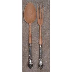 WOOD/STERLING SILVER SALAD UTENSILS
