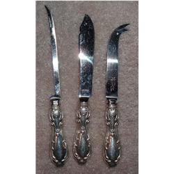 3 STERLING SILVER KNIVES