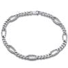 Image 1 : 0.49ct 14K White Gold Diamond Figaro Bracelet