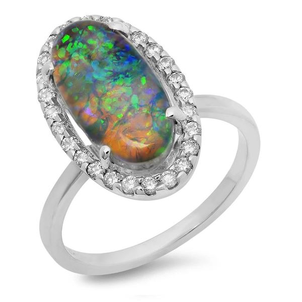 2.7ct Opal 14 K White  Gold Ring