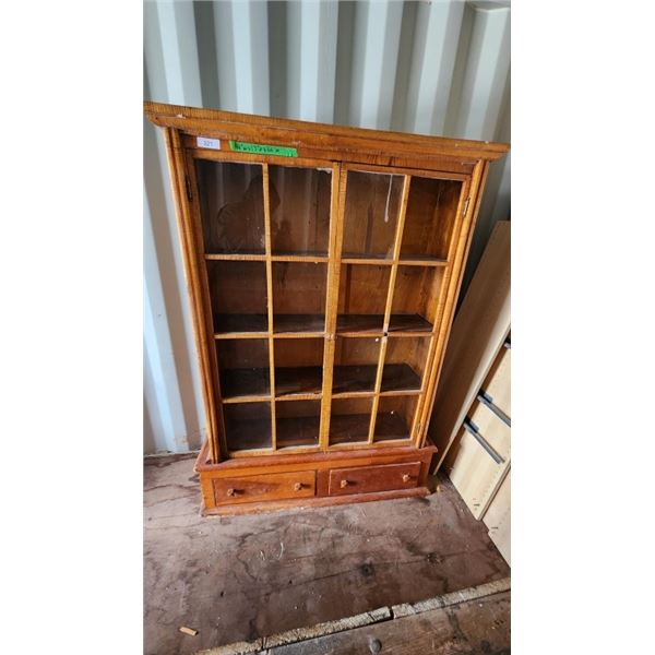 antique Wood display cabinet 46Wx13Dx66H