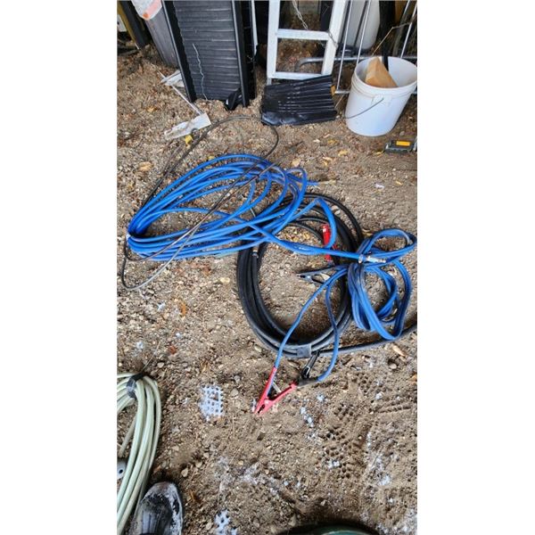 Jumper cables, air hose, steel cable